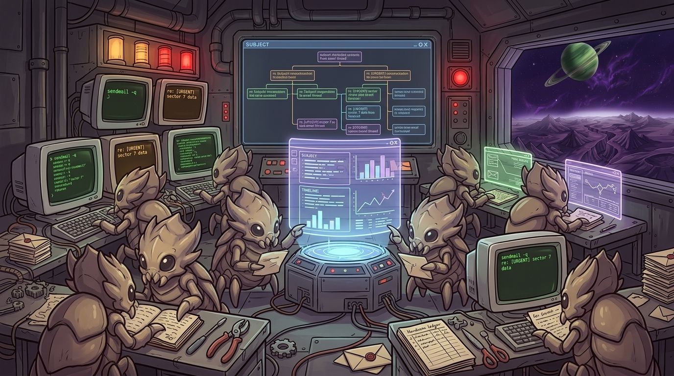 Multi agent coordination via email threads.